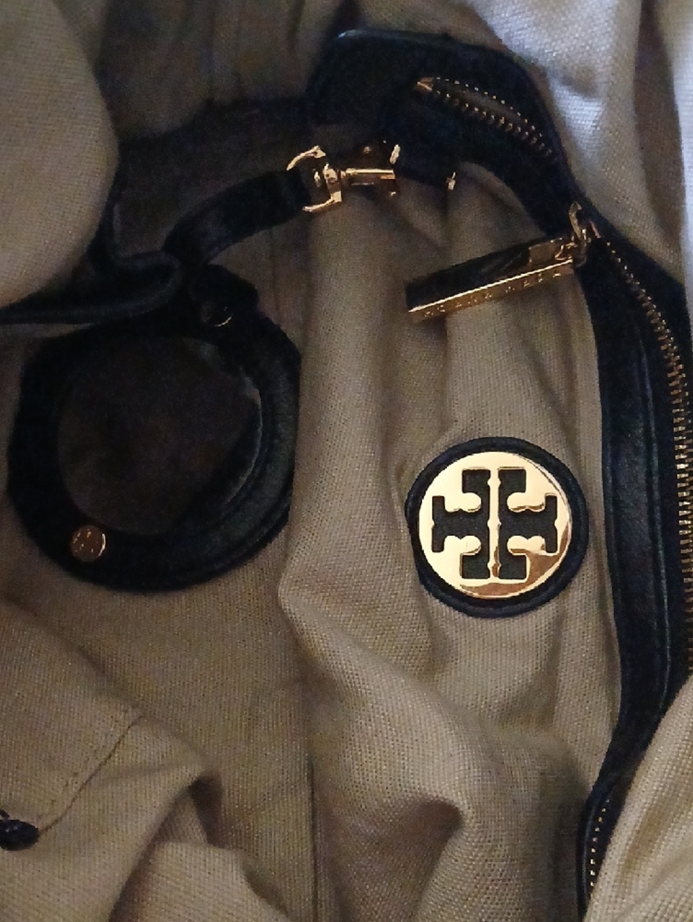 Tory Burch Black Leather Satchel with Gold Accents - Picture 6 of 11